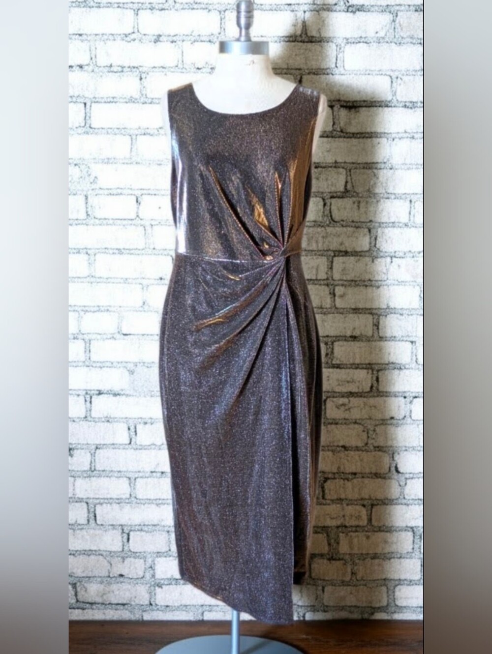Shimmer Knot-Waist Prom Gown in Blue